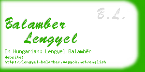 balamber lengyel business card